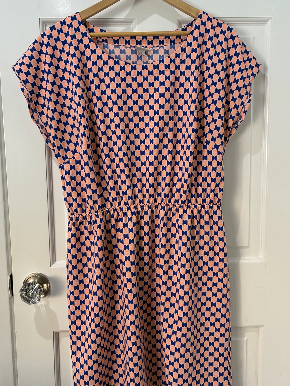 Merona Retro-Inspired Dress, Coral and Navy, XL